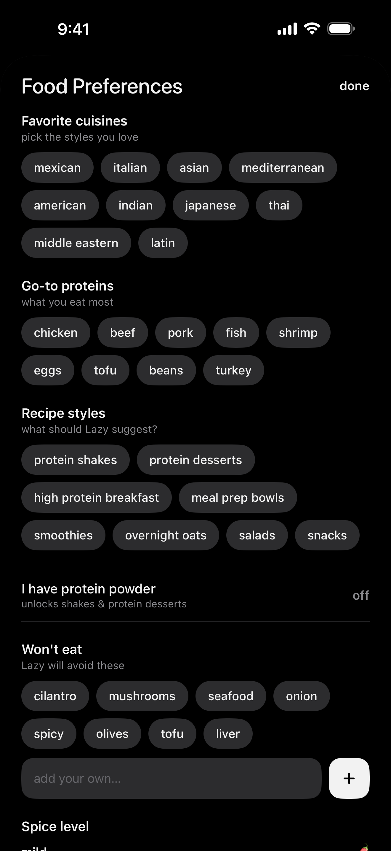 Food preferences