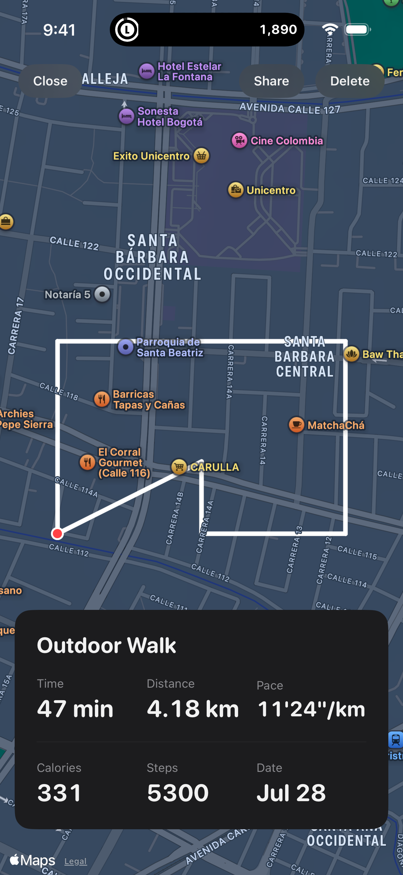 Walk detail map